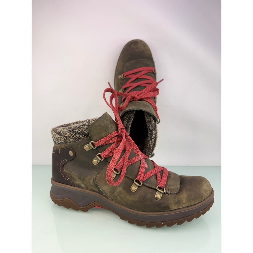 Merrell Eventyr Bluff Hiking Boots Women 8 Brown Leather Red Lace Gorpcore Boots